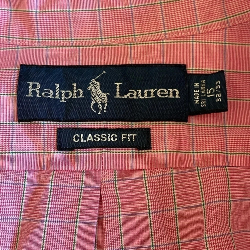 Ralph Lauren Button Down Dress Shirt Classic Fit Pink with green pony - Picture 10 of 14